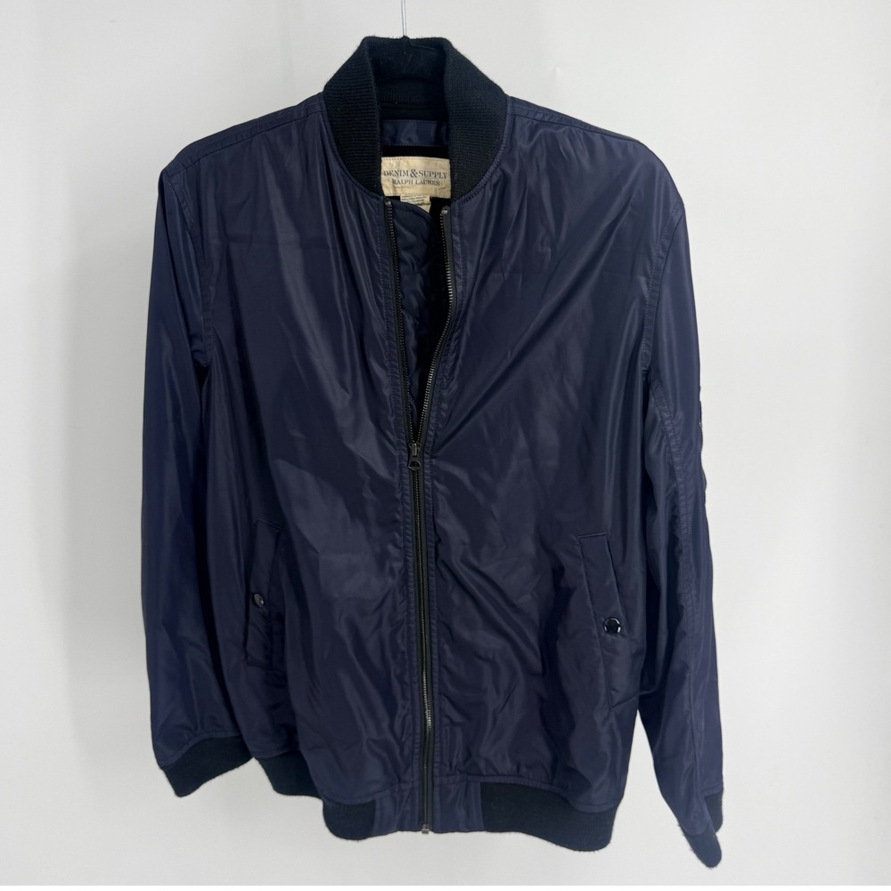 Denim & Supply Ralph Lauren Navy Blue Bomber Flight Jacket Small Full Zip Cargo